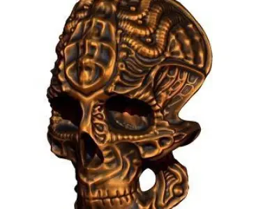 biomechanic cybernetic skull pendant 3D print model