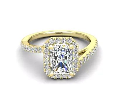 Engagement ring Vanessa radiant 3D print model