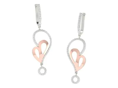 Women Drop Heart Earrings 3dm STL OBJ FBX Renders Details 3D print model