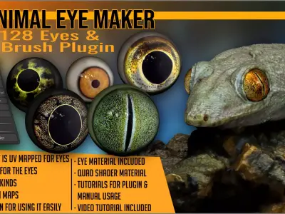 Animal Eye Maker 128 Eyes and ZBrush Plugin 3D model