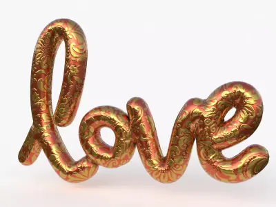 Love Decoration Fabric Written Low-poly 3D model