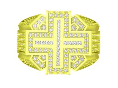 A4549 Luxury Diamond Cross Men Ring 3D print model
