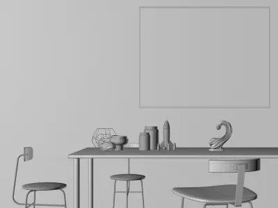 Black interior scene 3D model