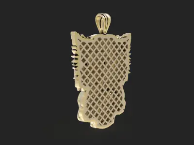 Skull Lion Gold Pendant 3D print model