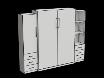 White Cabinet Wall Bed 3D model