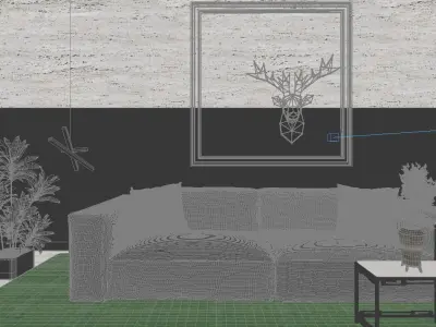 interior modern living room with walls 3D model