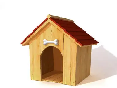 Doghouse wooden dog house with roof 3D model