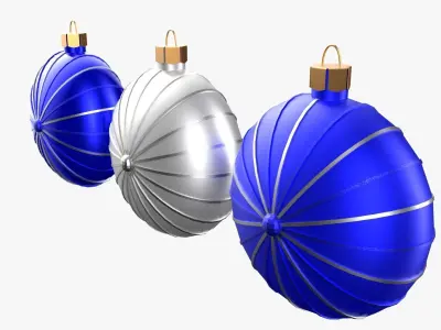 Christmas Tree Ornament Set7 - Blue White Low-poly 3D model