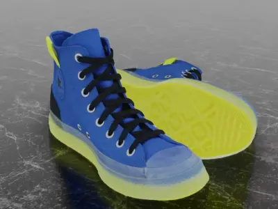 CONVERSE 3D SHOES - BLUE Low-poly 3D model