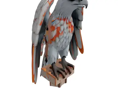 Stylized Weathered Eagle Statue Sculpture Low-poly 3D model