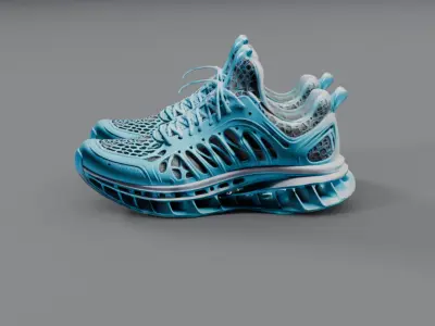 blue sports sneakers 3D model