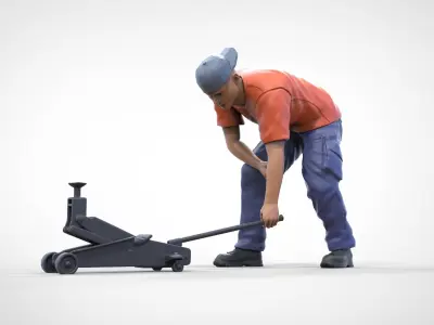 N11 Mechanic with Hydraulic car jack 3D print model