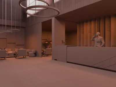 Vray 5 - Hotel Lobby Design 3D model