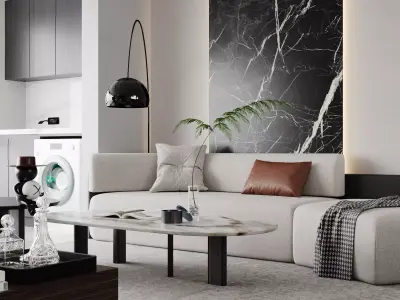 Modern living room dining room interior scenes 280 3D model