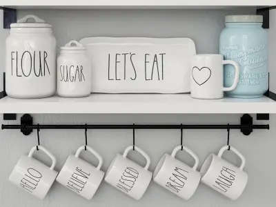 Kitchen Decoration Set Low-poly 3D model