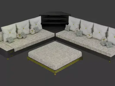 L Sofa with Tables 3D model