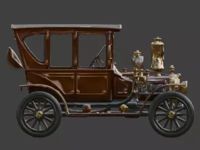 Stylized 3D Steampunk Open-Top Luxury Tourer Low-poly 3D model