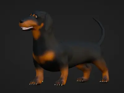 Low poly - Stylized dog - Sausage Dog Low-poly 3D model