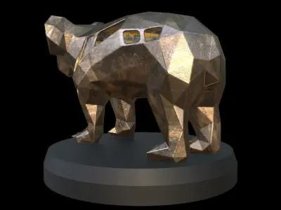  Steampunk Koala Low-poly 3D model