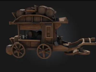 Rustic Travelers Wagon  The Mobile Hearth of Wandering Souls 3D model