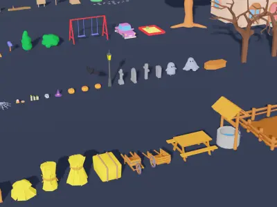 Locations for City and Games Asset Pack Low-poly 3D model