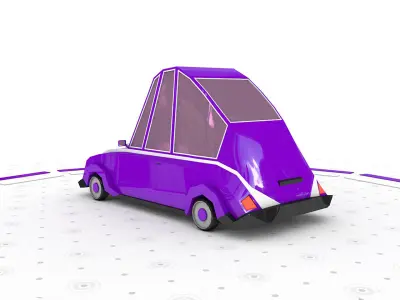 Purple - Low poly cartoon car 3D model