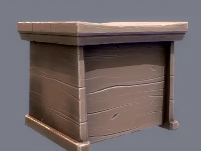 Bedside table low-poly 3D model PBR Game ready For Unreal Engine Low-poly 3D model