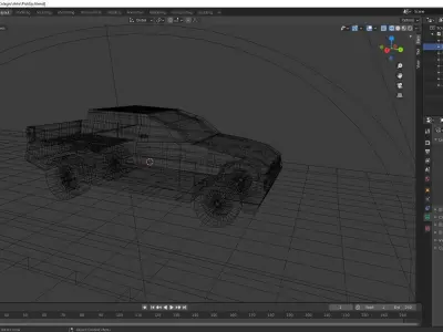 Low Poly PickUp car driving on road Low-poly 3D model