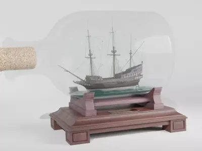 Ship-in-bottle ship in bottle 3D model