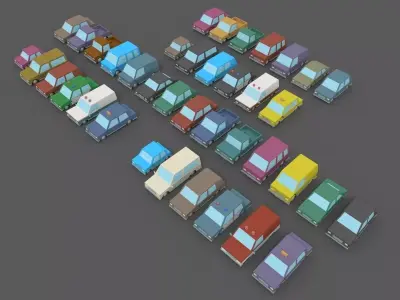 LowPoly Vehicles Pack Low-poly 3D model