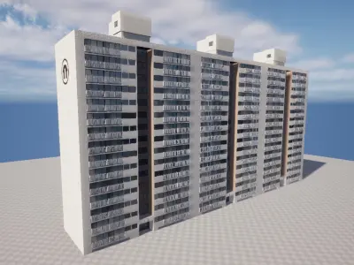 Old Korean apartment Low-poly 3D model