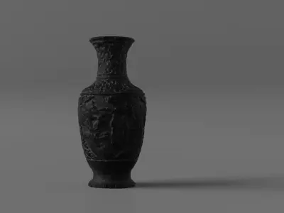 Photorealistic Asian Bronze Vase Low-poly 3D model