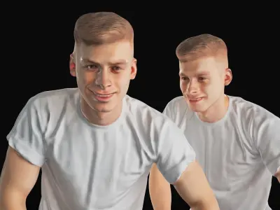 Stylish man on a scooter 29 Low-poly 3D model