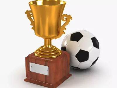 Gold Cup and Soccer Ball Low-poly 3D model