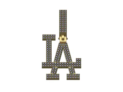 Diamond iced LA pendant with bail 3D print model