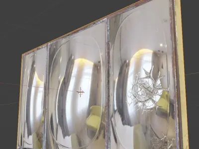 Bathroom Wall Storage Mirror with Crack and Rusty Option  Low-poly 3D model