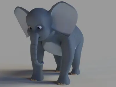 Elephant Cartoon Rigged Low-poly 3D model