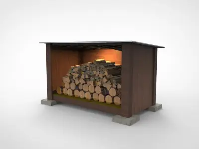 wood storage shed 3D print model