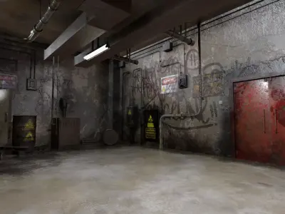 The old  Horror Room 8 Low-poly 3D model