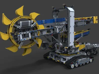 Lego Wheel Excavator 3D model