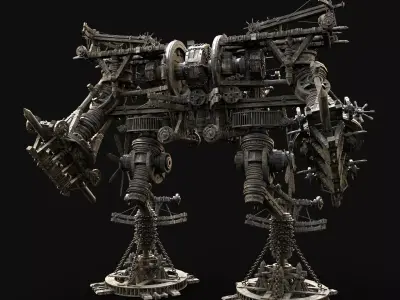 MECH GIANT ROBOT SIEGE ENGINE MACHINE WAR CONSTRUCTION MECHA Low-poly 3D model