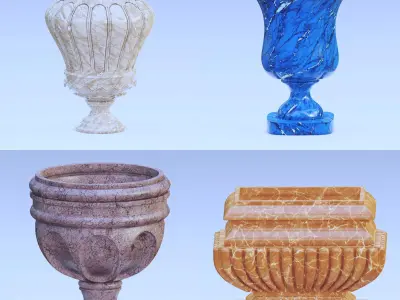 Garden urn planter collection 3D model