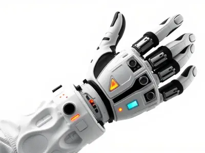 Futuristic Robotic Hand Model Pack with LED Accents Low-poly 3D model
