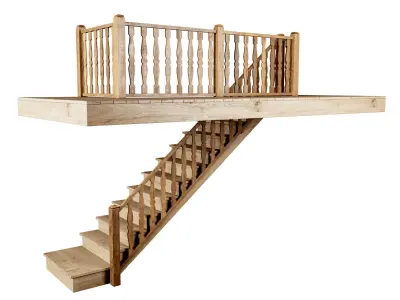 Wooden stair D012  3D model