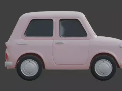 Pink Cartoon Mini Car 3D Model Low-poly 3D model