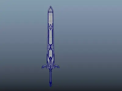 Royal Fantasy Sword 3D Model Stylized Game-Ready Weapon Asset Low-poly 3D model