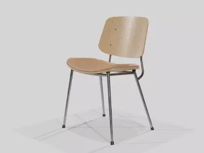 Soborg Metal Base-Model 3061-oak lacquered and chrome Low-poly 3D model