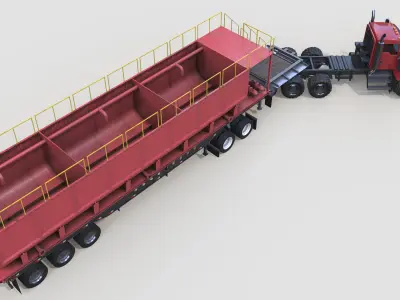 16 Wheel Oilfield Jeep Trailer Low-poly 3D model