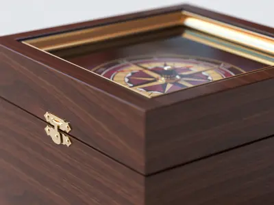 Compass in a wooden box 3D model