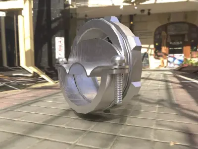 Industrial Split Pipe Clamp Low Poly Modular for VR and Games Low-poly 3D model